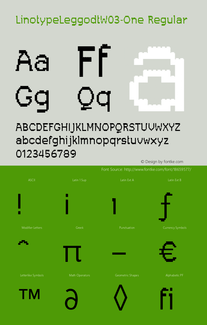 LinotypeLeggodtW03-One Regular Version 2.00 Font Sample