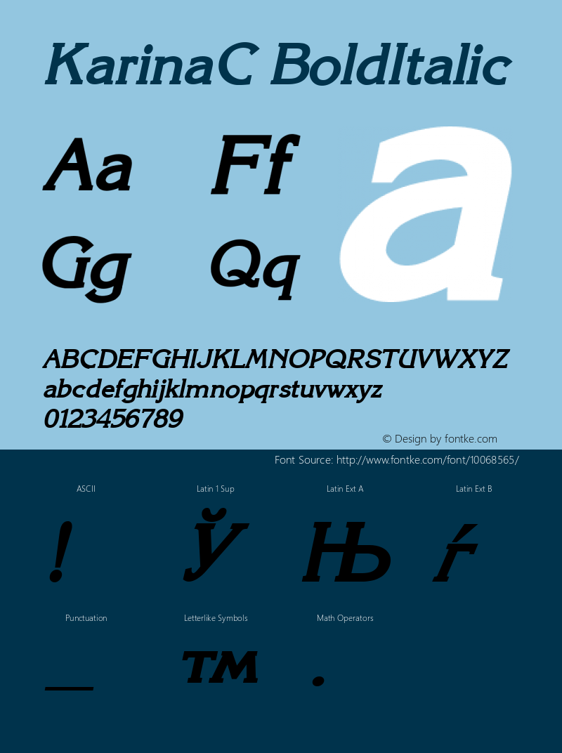 KarinaC BoldItalic 1.100.000 Font Sample