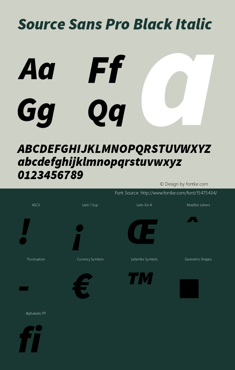 Source Sans Pro Black Italic Version 1.050;PS 1.000;hotconv 1.0.70;makeotf.lib2.5.5900 Font Sample