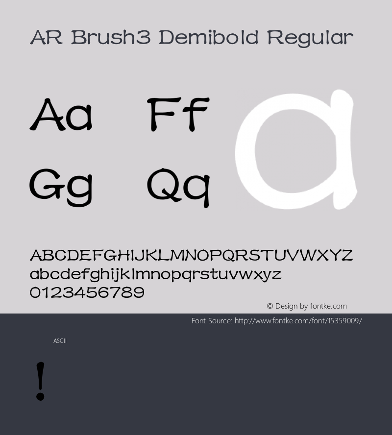 AR Brush3 Demibold Regular Version 2.10 Font Sample