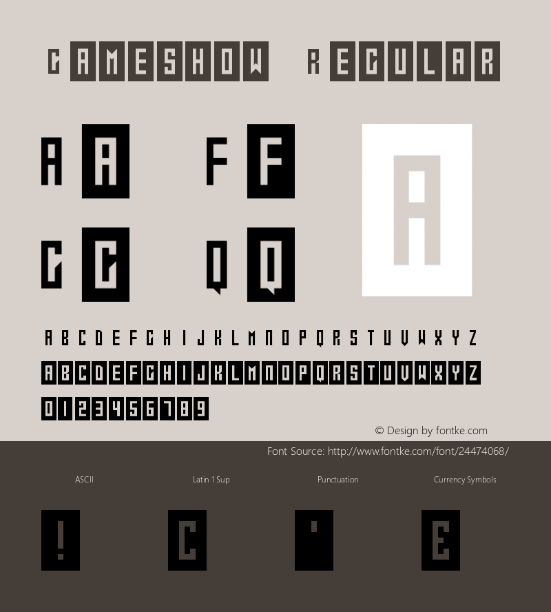 Gameshow Version 1.30 October 13, 2017 Font Sample