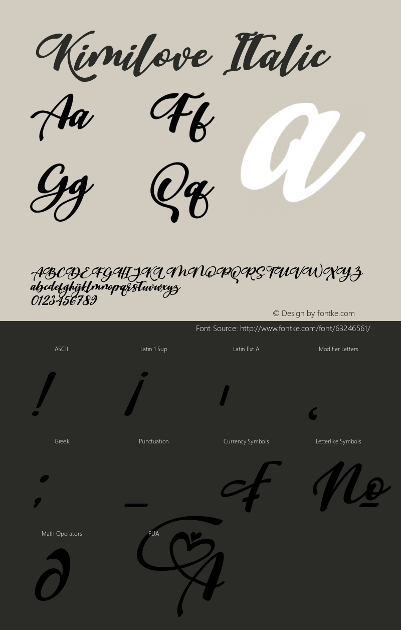 Kimilove Italic Version 1.00;May 15, 2020;FontCreator 11.5.0.2430 64-bit Font Sample