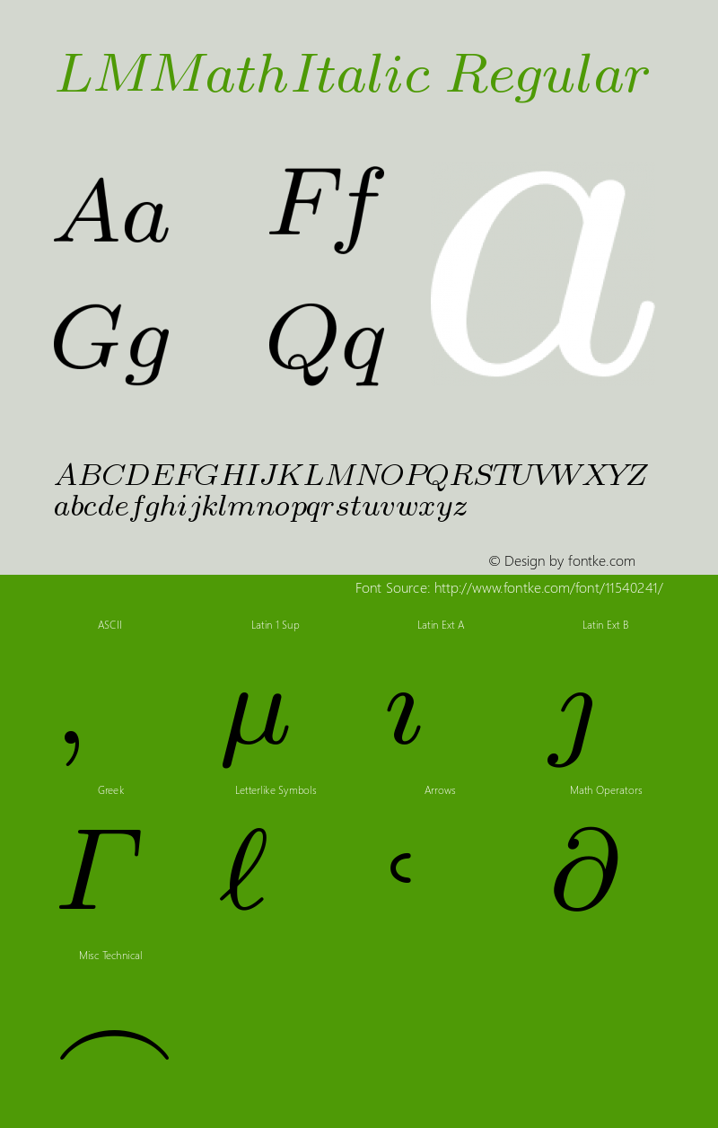 LMMathItalic8 Regular Version 2.003 Font Sample