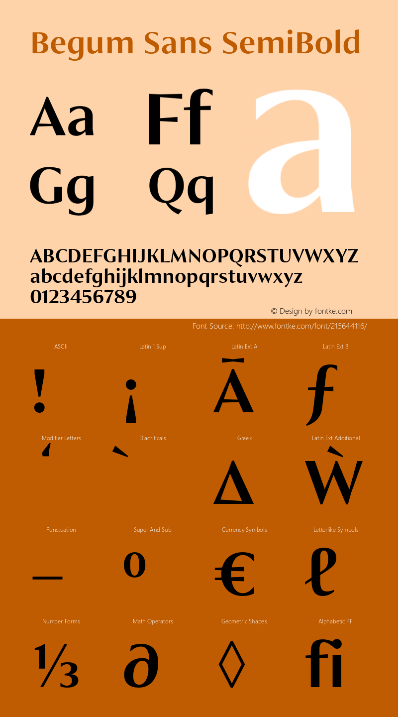 Begum Sans SemiBold Version 1.000;PS 001.000;hotconv 1.0.88;makeotf.lib2.5.64775图片样张