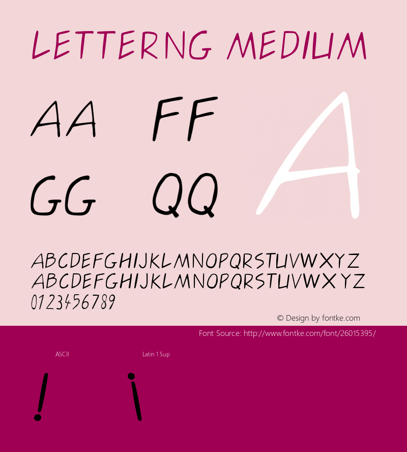 letterng-medium Version 001.000 Font Sample