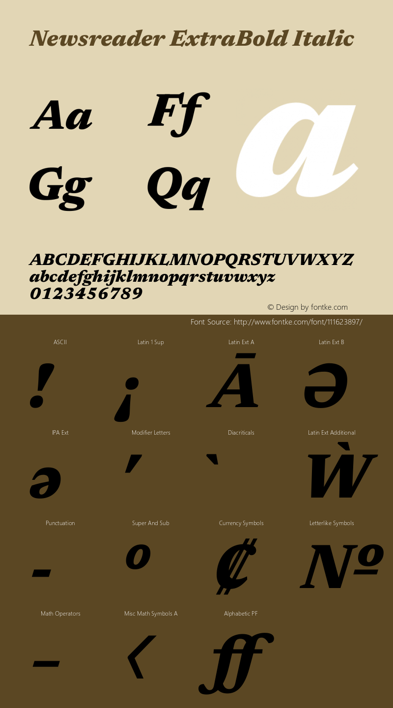 Newsreader ExtraBold Italic Version 1.003 Font Sample