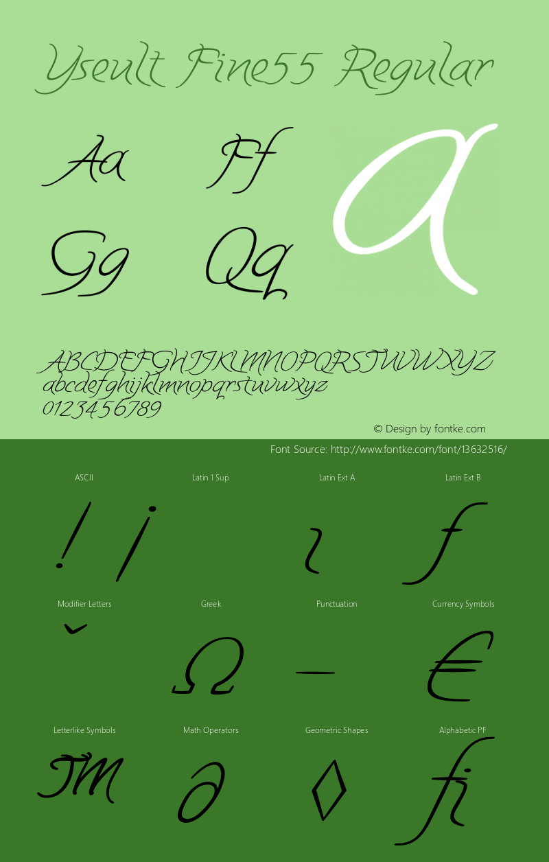 Yseult Fine55 Regular Version 1.013 Font Sample