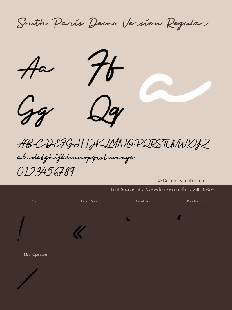 South Paris Demo Version Version 1.00;January 27, 2021;FontCreator 12.0.0.2565 64-bit Font Sample