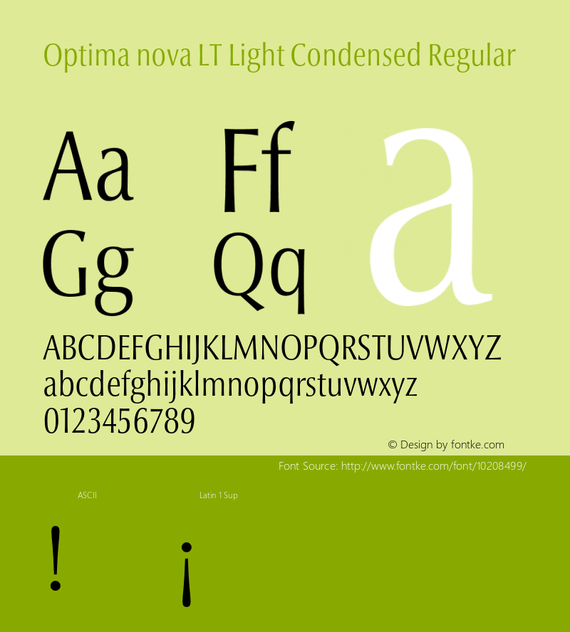 Optima nova LT Light Condensed Regular 001.000 Font Sample