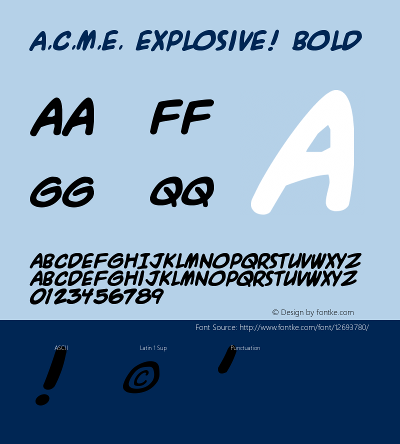 A.C.M.E. Explosive! Bold Version 1.0 Font Sample