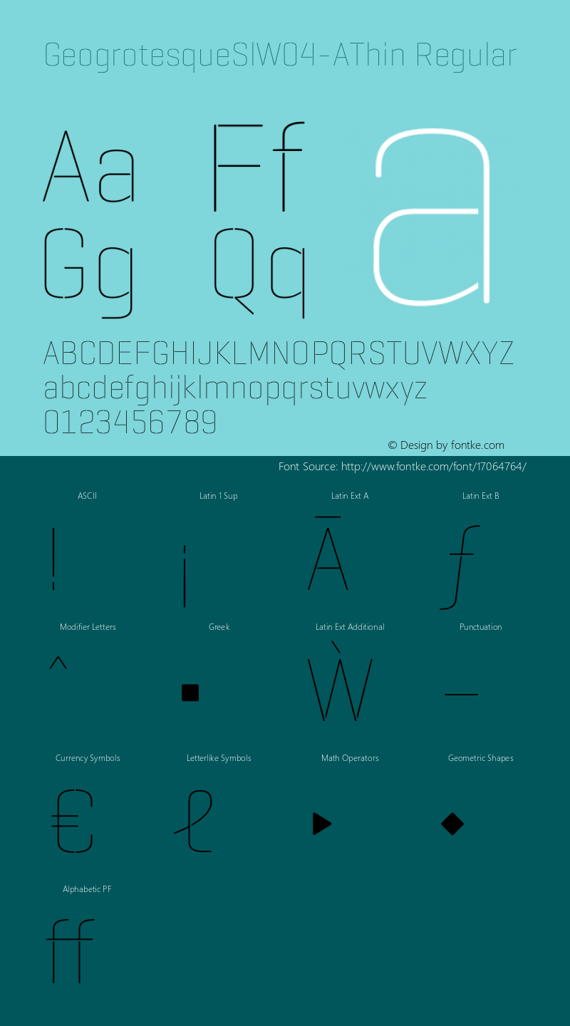 GeogrotesqueSlW04-AThin Regular Version 1.00 Font Sample