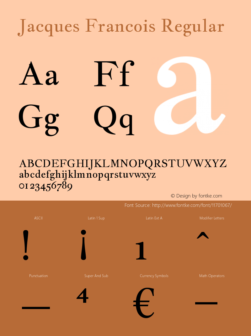 Jacques Francois Regular Version 1.003 Font Sample