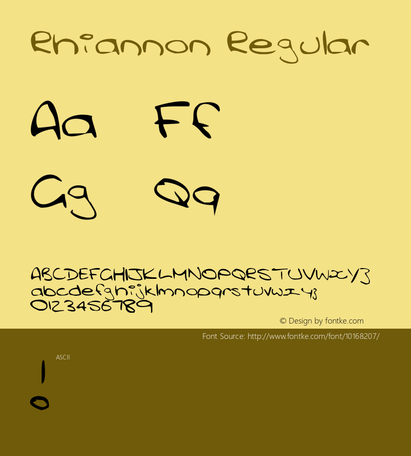 Rhiannon Regular Unknown Font Sample