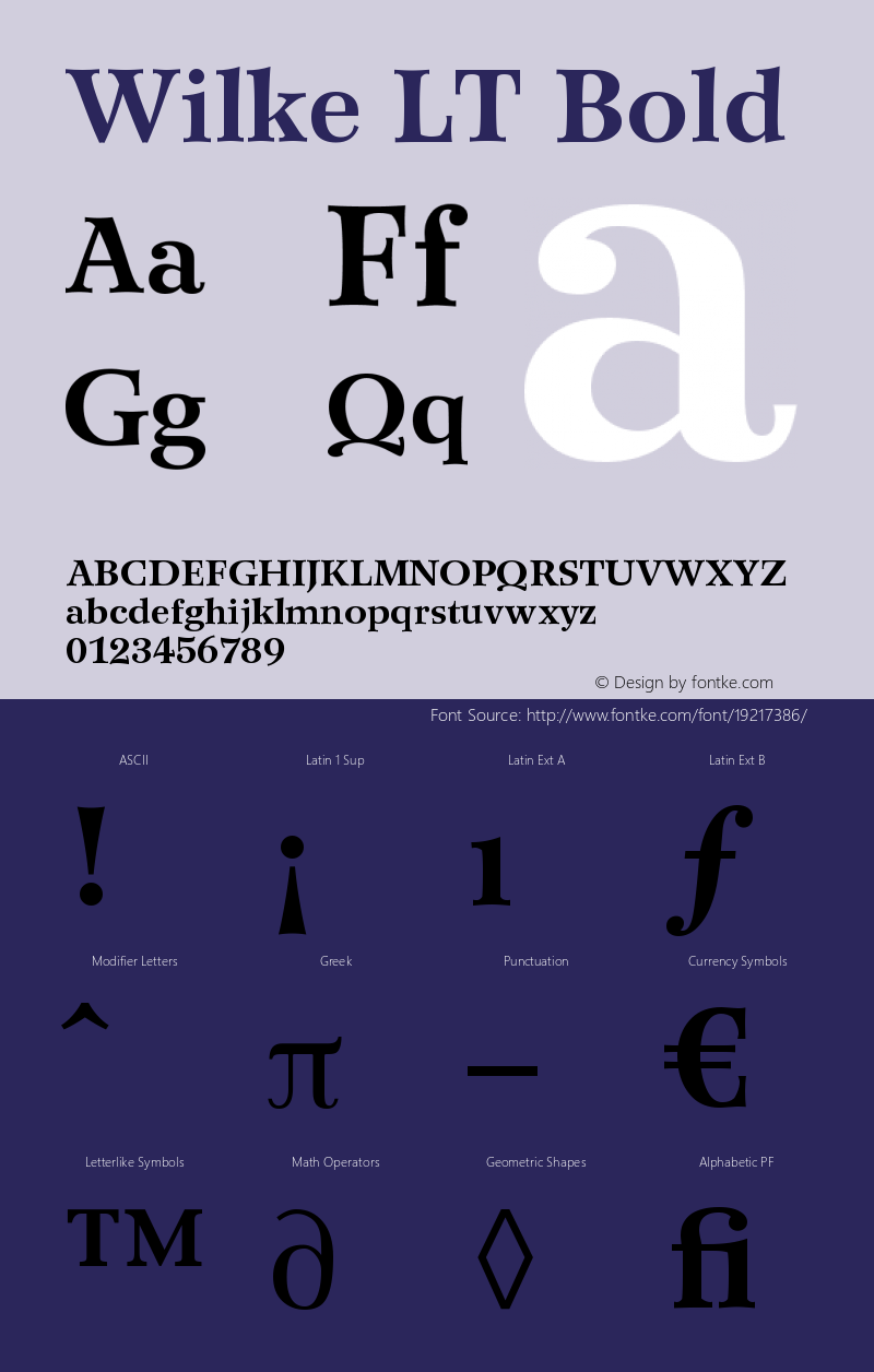 Wilke LT 75 Bold Version 006.000 Font Sample