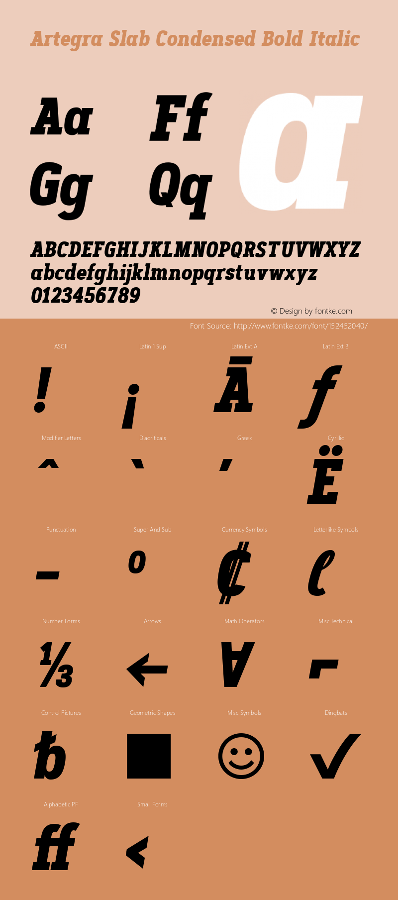 Artegra Slab Cn Bold It Version 1.000 Font Sample