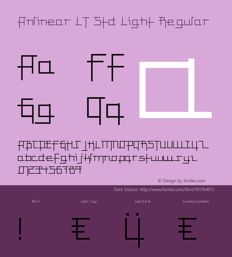 Anlinear LT Std Light Regular Version 3.001;PS 003.000;hotconv 1.0.38 Font Sample