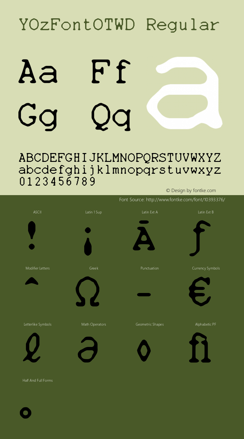 YOzFontOTWD Regular Version 1.40 Font Sample