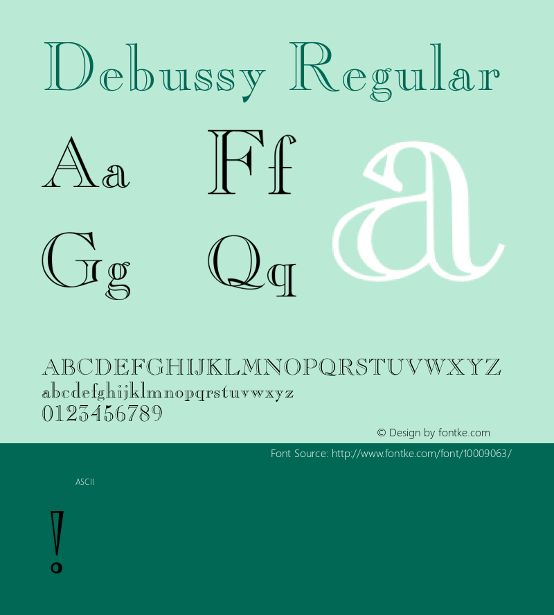 Debussy Regular Unknown Font Sample