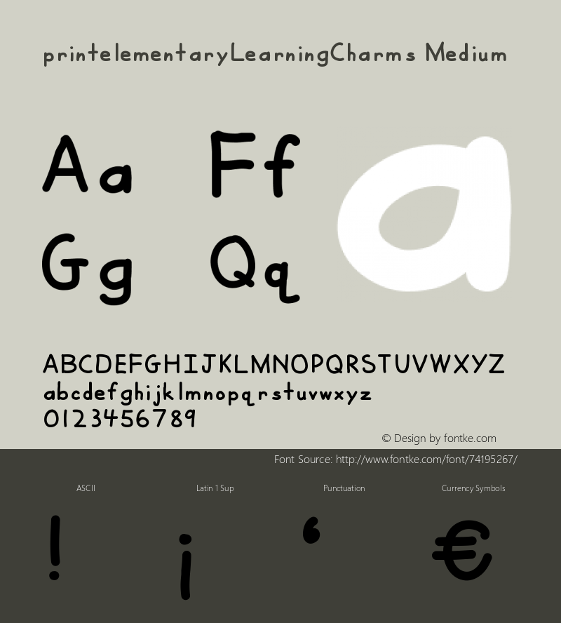 printelementaryLearningCharms Version 001.000 Font Sample