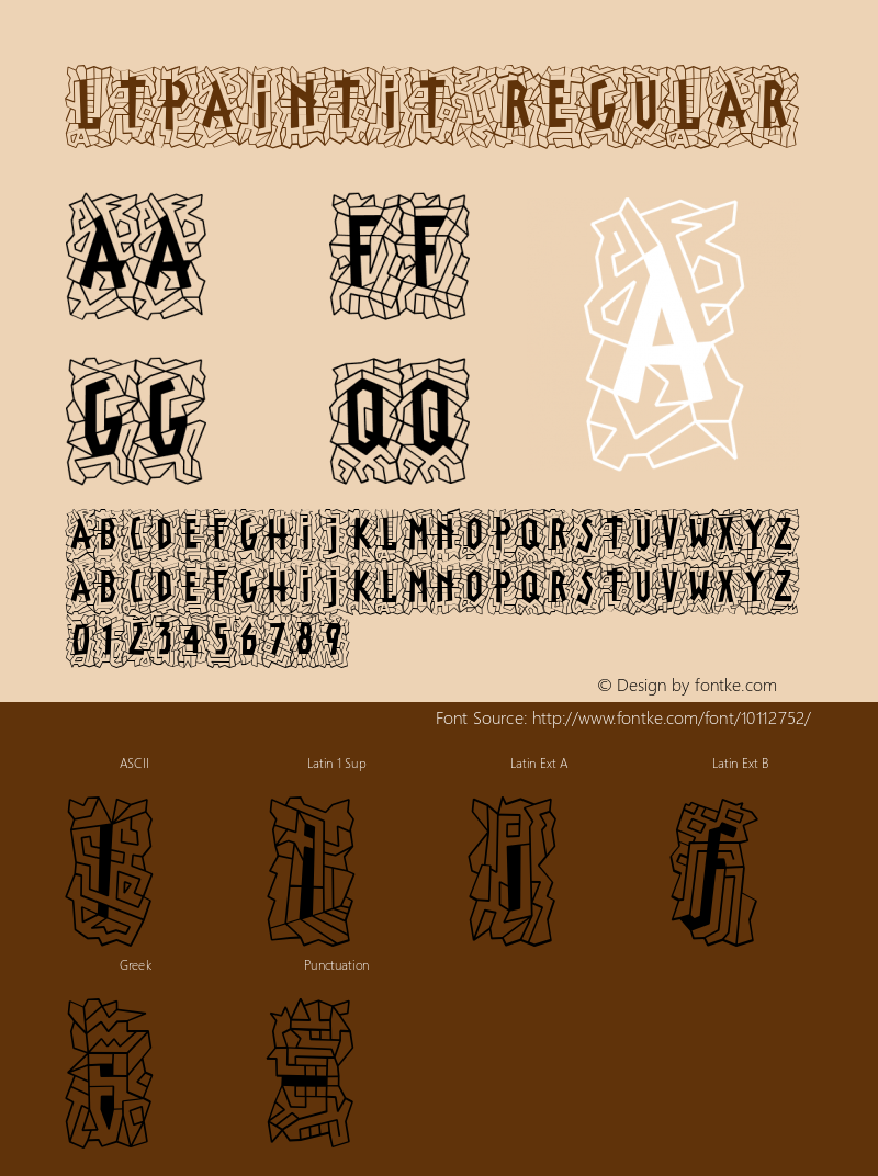 LTPaintIt Regular Version 1.0; 2002; initial release Font Sample