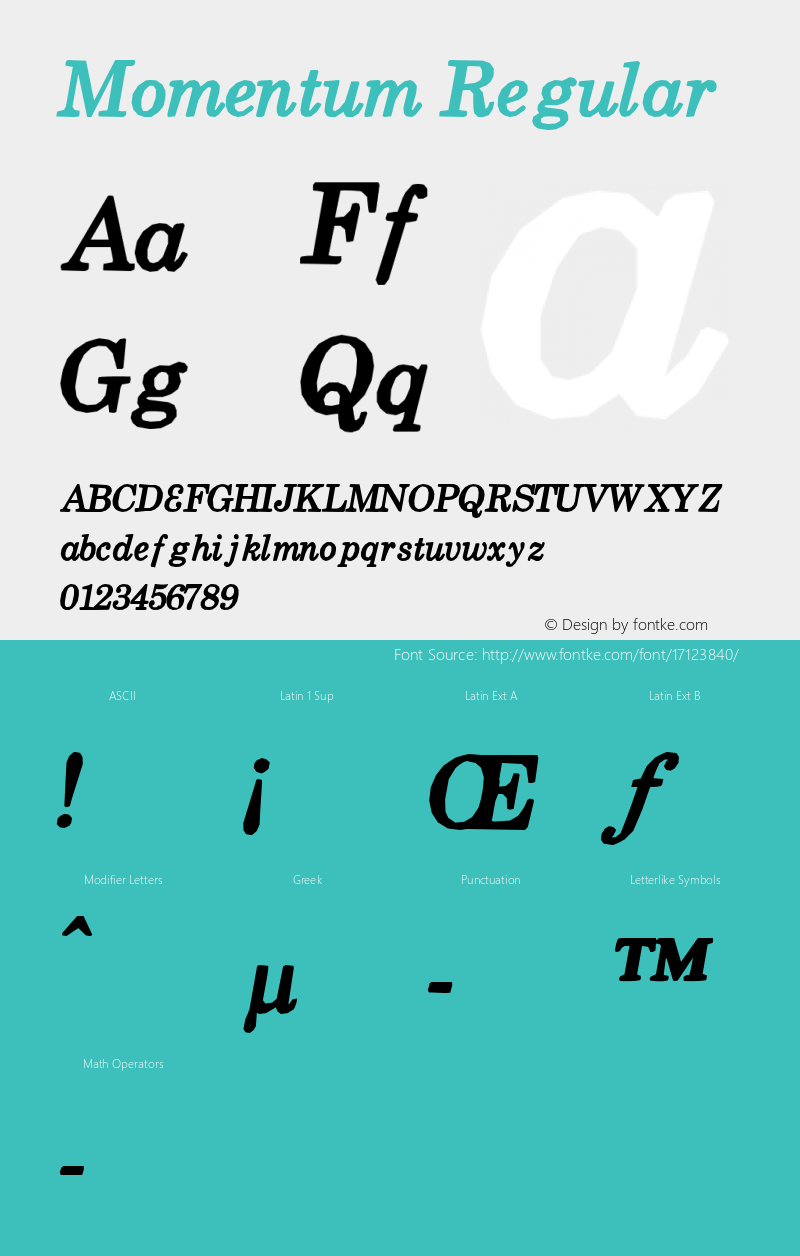 Momentum Regular Version 1.00 Font Sample