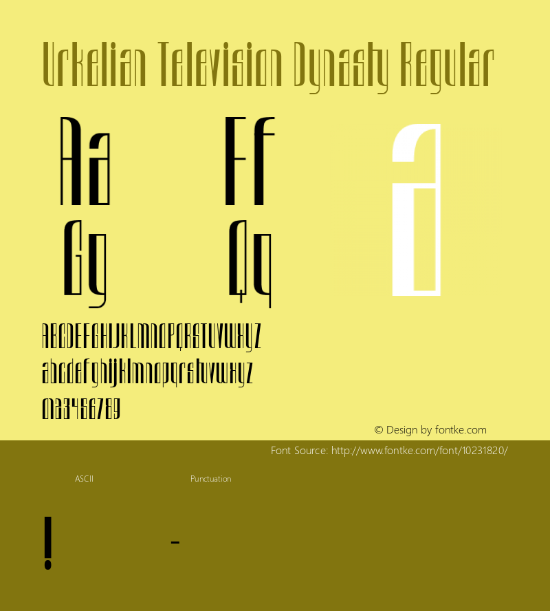 Urkelian Television Dynasty Regular Macromedia Fontographer 4.1 6/14/98 Font Sample