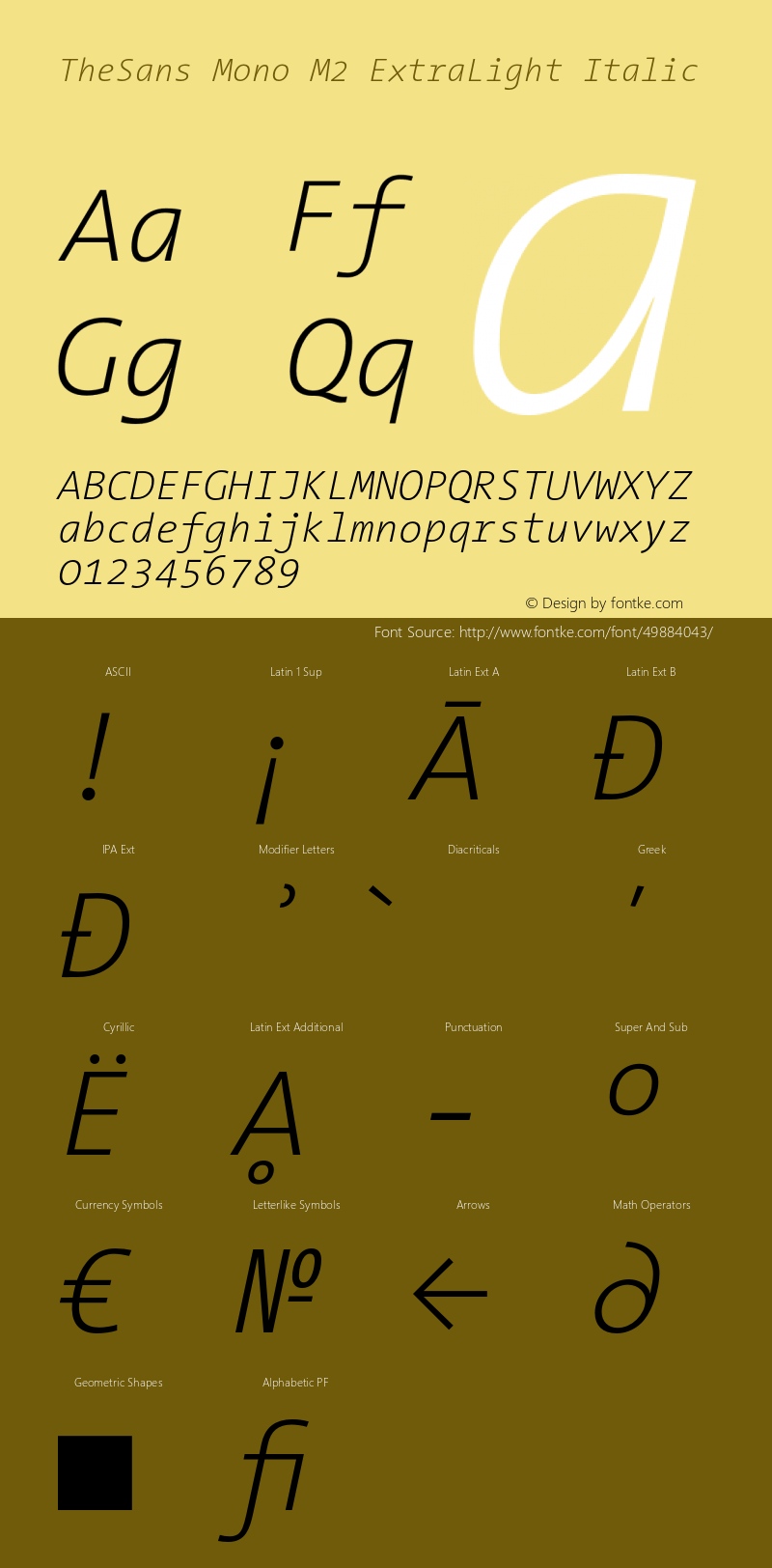 TheSansMono-M2ExtraLightIt 3.006 Font Sample