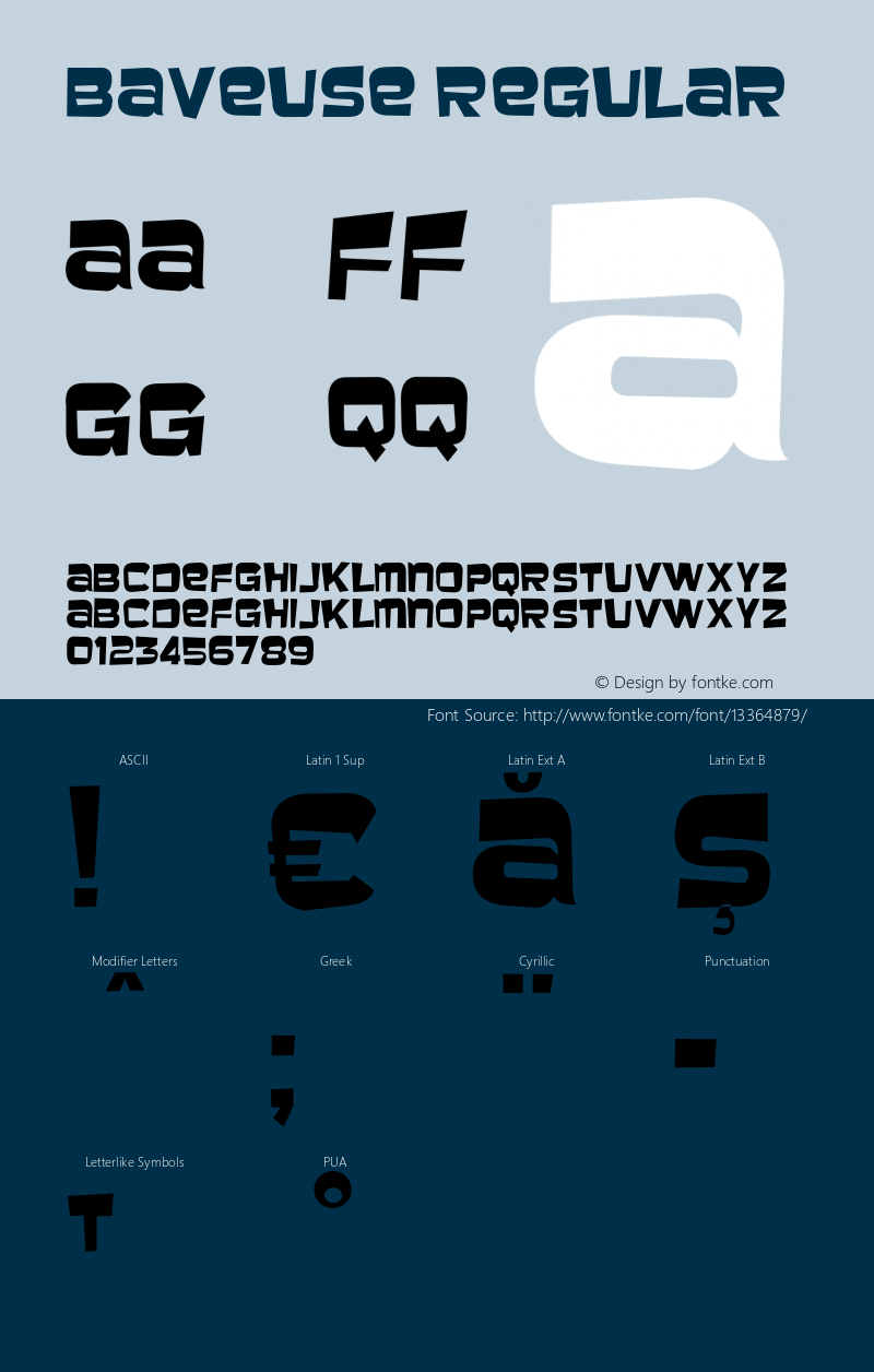 Baveuse Regular Version 1.000;PS 001.000;hotconv 1.0.38 Font Sample