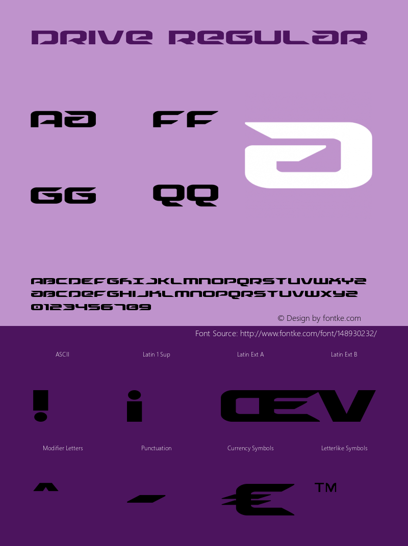 Drive Version 1.2; 2019 Font Sample