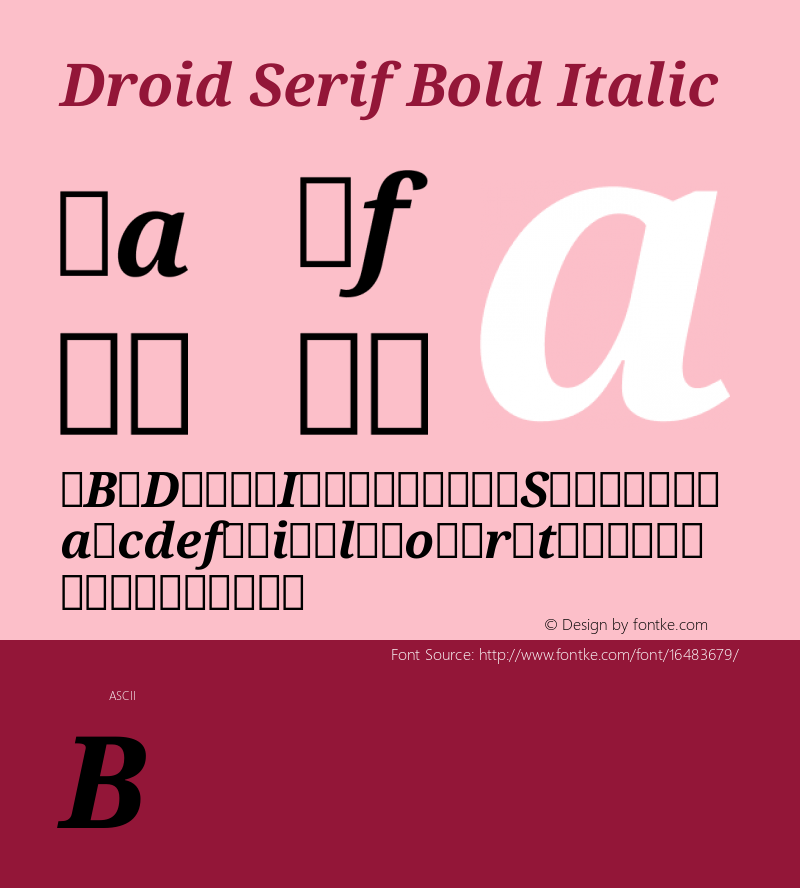 Droid Serif Bold Italic Version 1.00 build 113 Font Sample