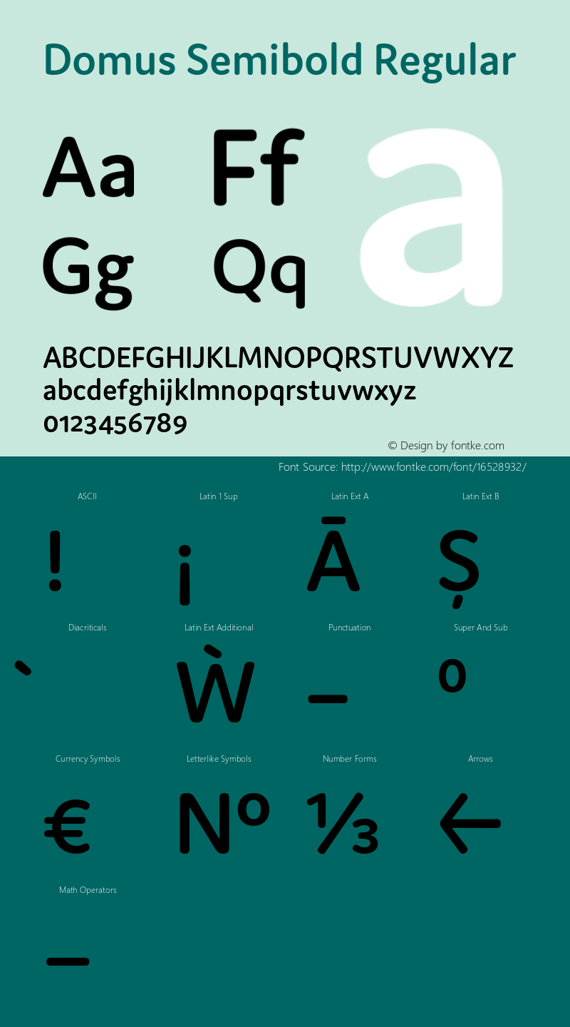 Domus Semibold Regular Version 1.000;PS 001.000;hotconv 1.0.88;makeotf.lib2.5.64775 Font Sample