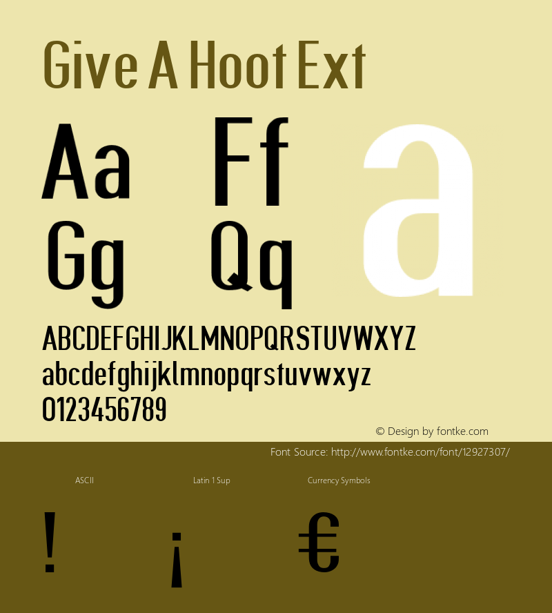 Give A Hoot Ext Version 0.3482 Font Sample