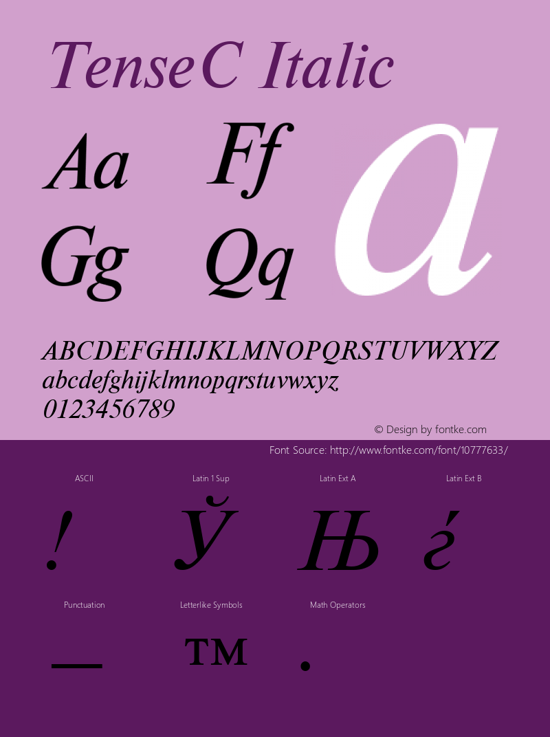 TenseC Italic 1.100.000 Font Sample