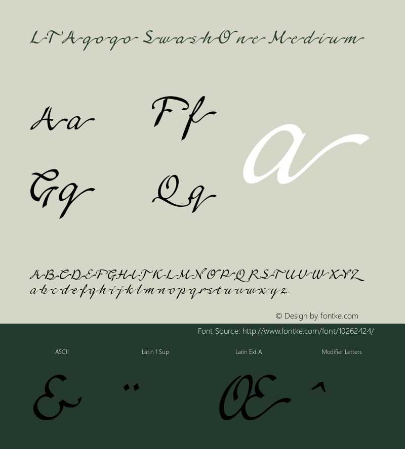 LTAgogo SwashOne Medium Version 001.000 Font Sample