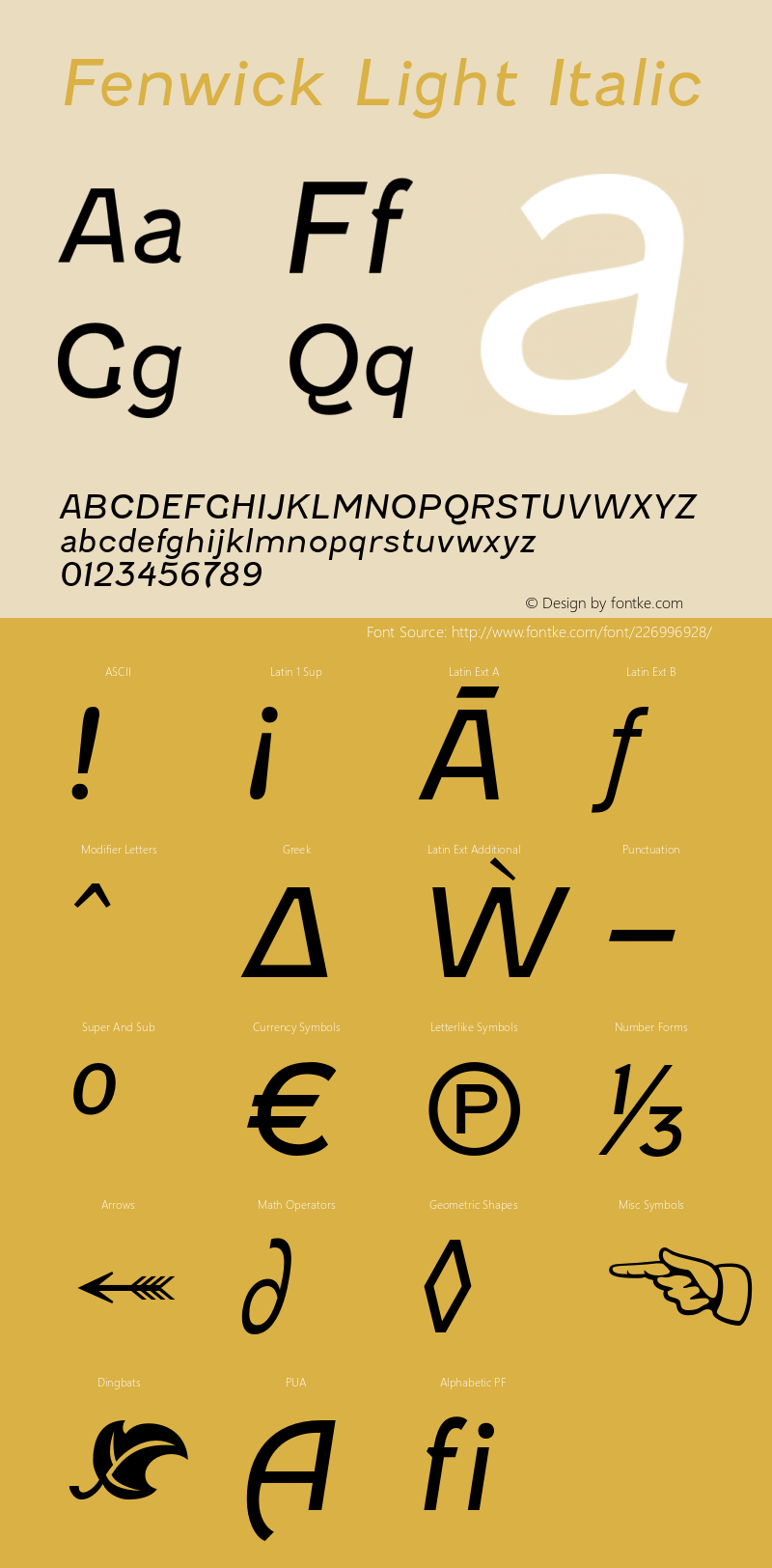 FenwickLt-Italic Version 4.001图片样张