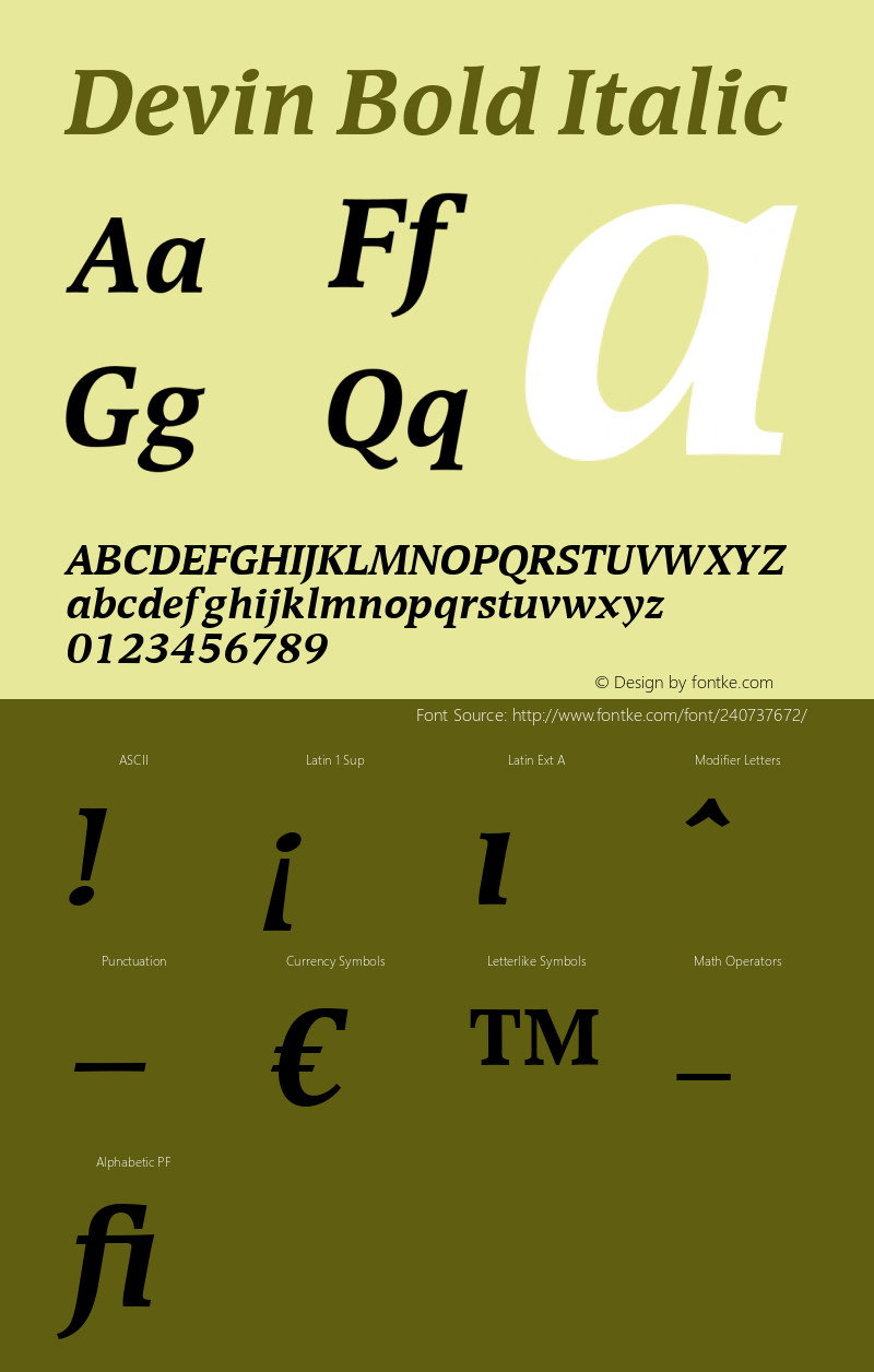 Devin Bold Italic Version 1.00图片样张