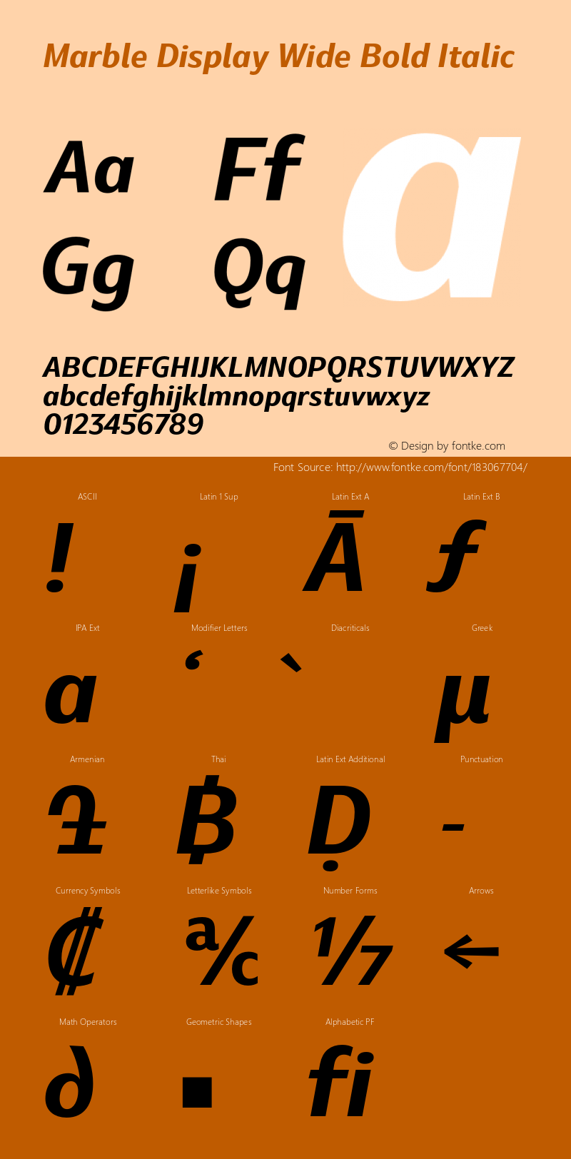 Marble Display Wide Bold Italic Version 1.001图片样张