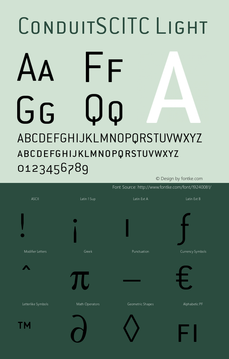 ConduitSCITC-Light Version 001.000 Font Sample