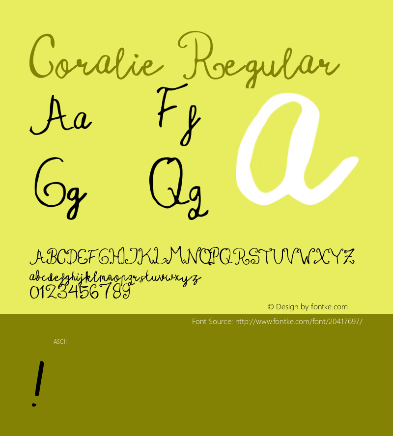 Coralie 1.000 Font Sample