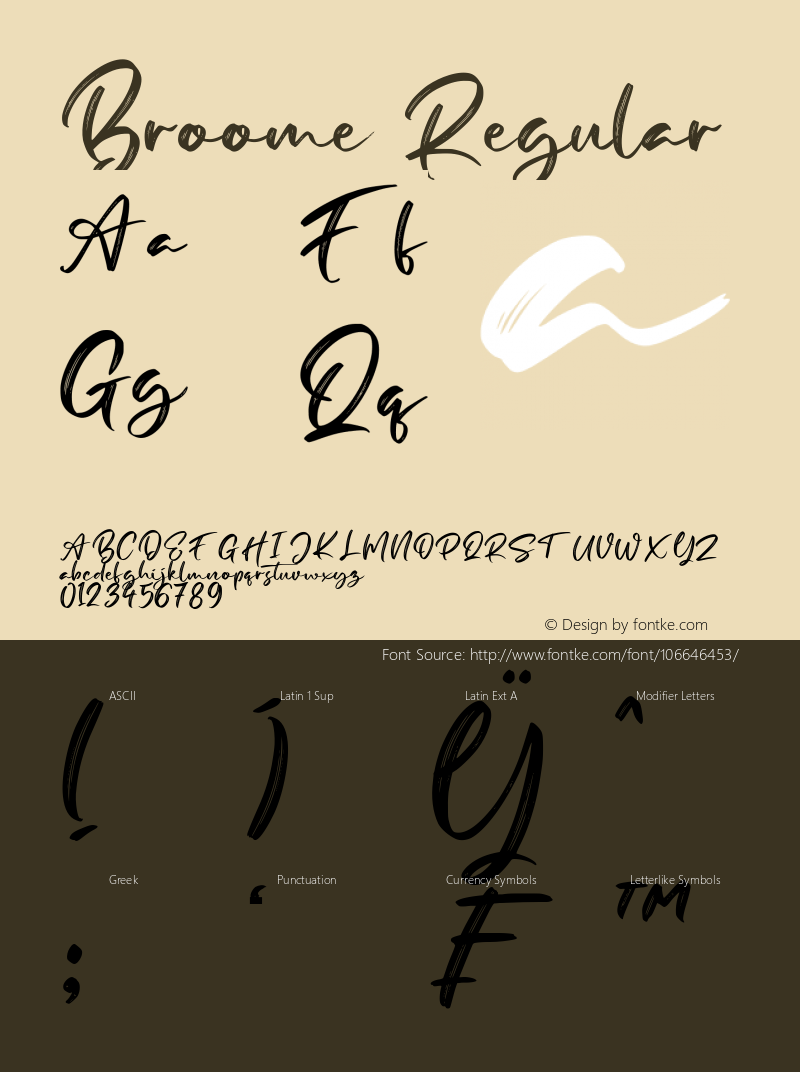 Broome Version 1.00;February 4, 2021;FontCreator 11.5.0.2422 64-bit Font Sample