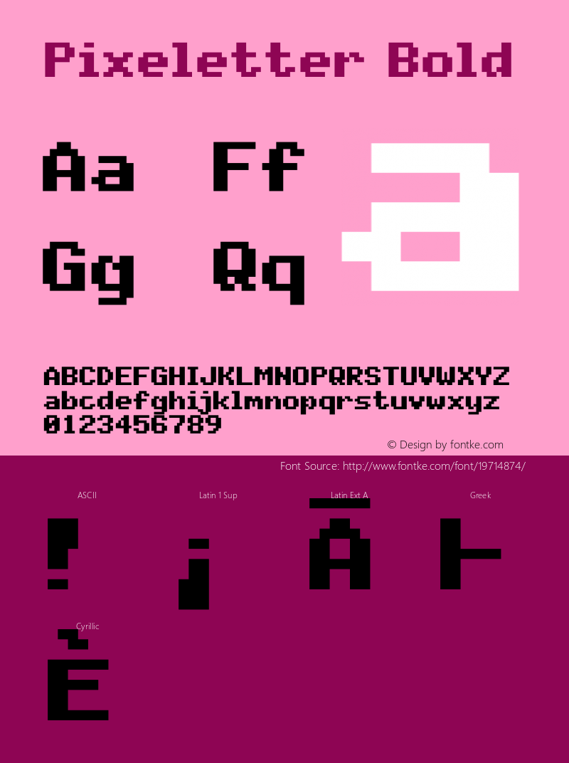 Pixeletter Version 1.4 Font Sample