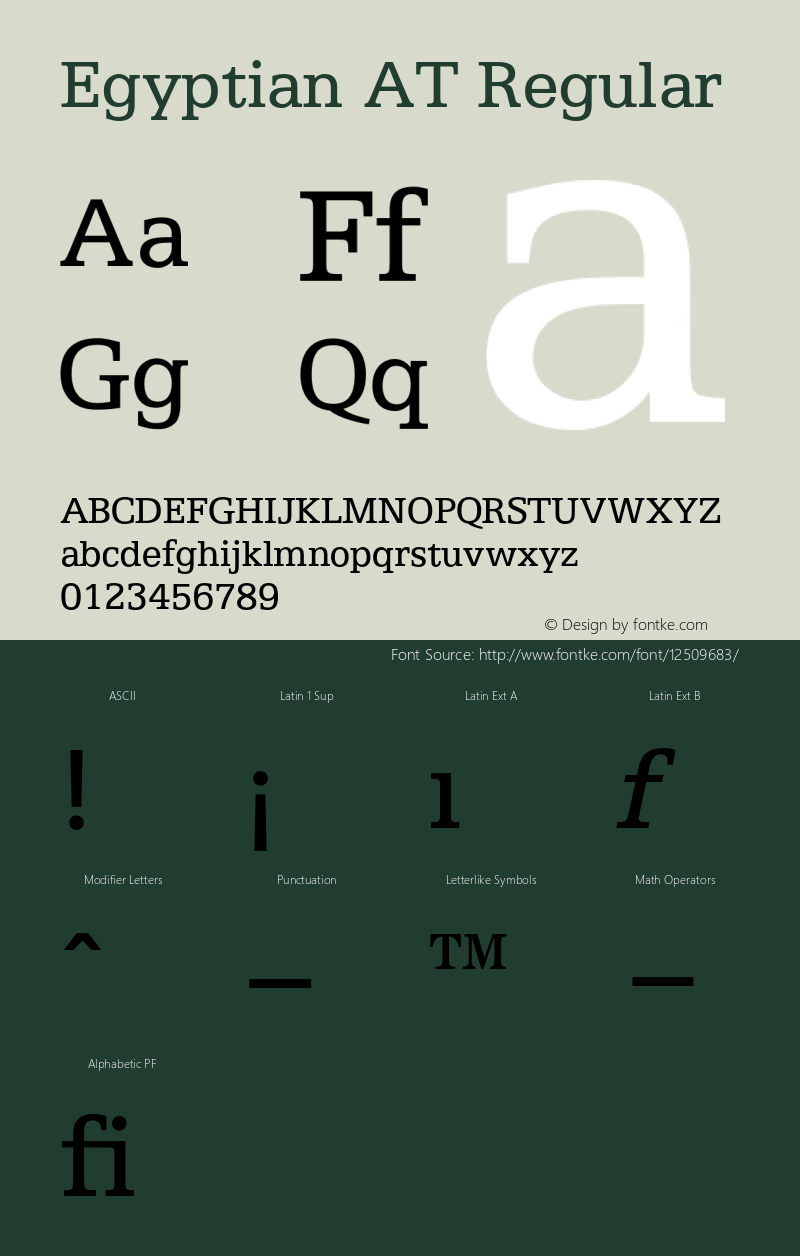 Egyptian AT Regular Version 1.100;PS 001.001;Core 1.0.38 Font Sample