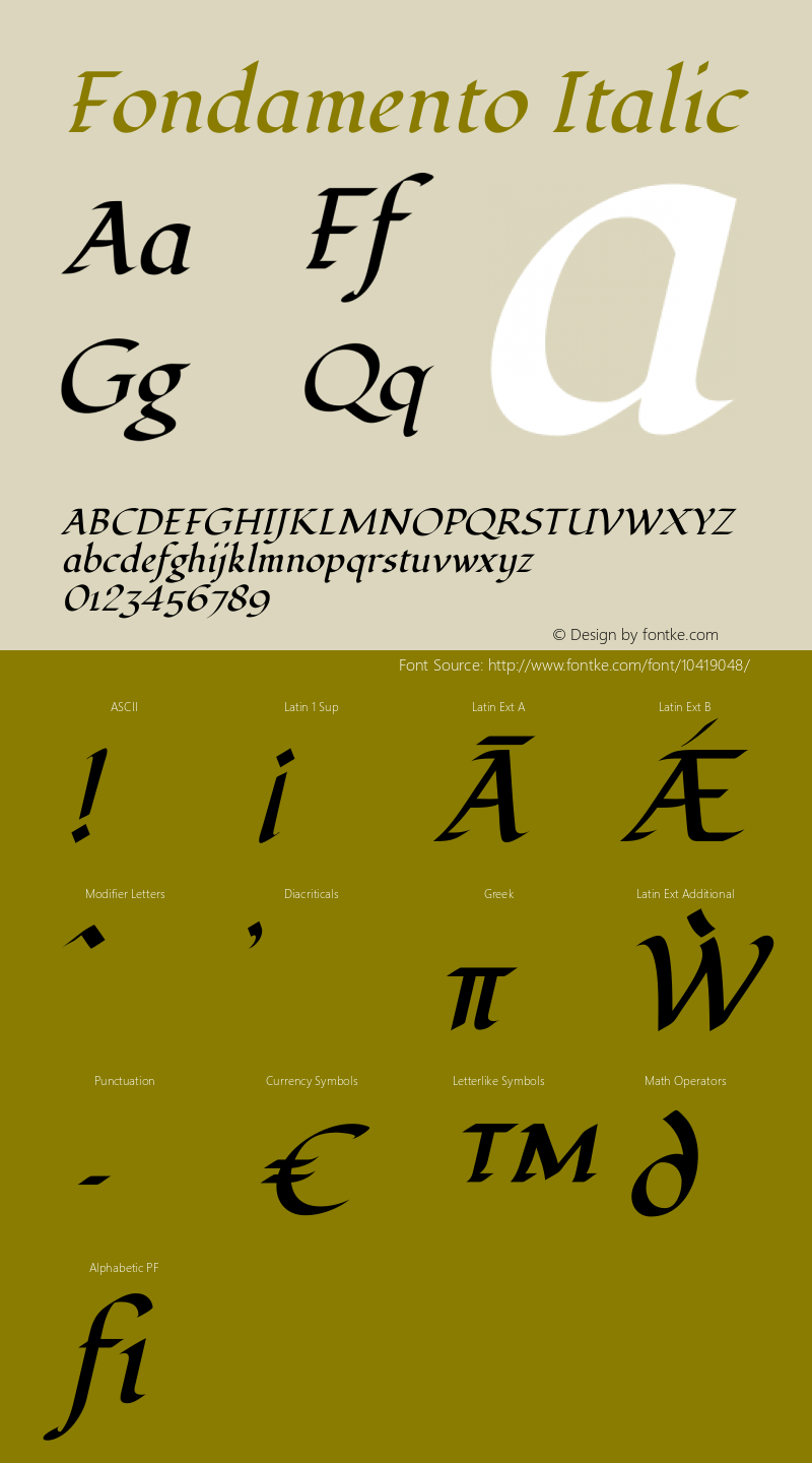 Fondamento Italic Version 1.000 Font Sample