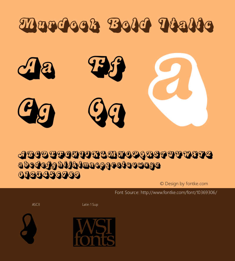 Murdock Bold Italic Macromedia Fontographer 4.1 6/30/96 Font Sample