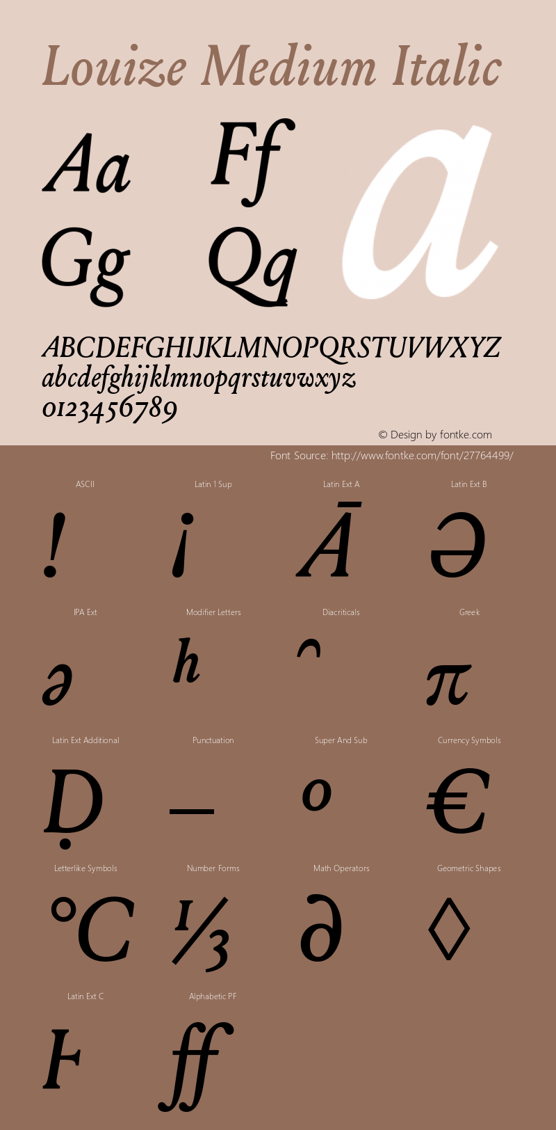 Louize-MediumItalic Version 1.000 Font Sample