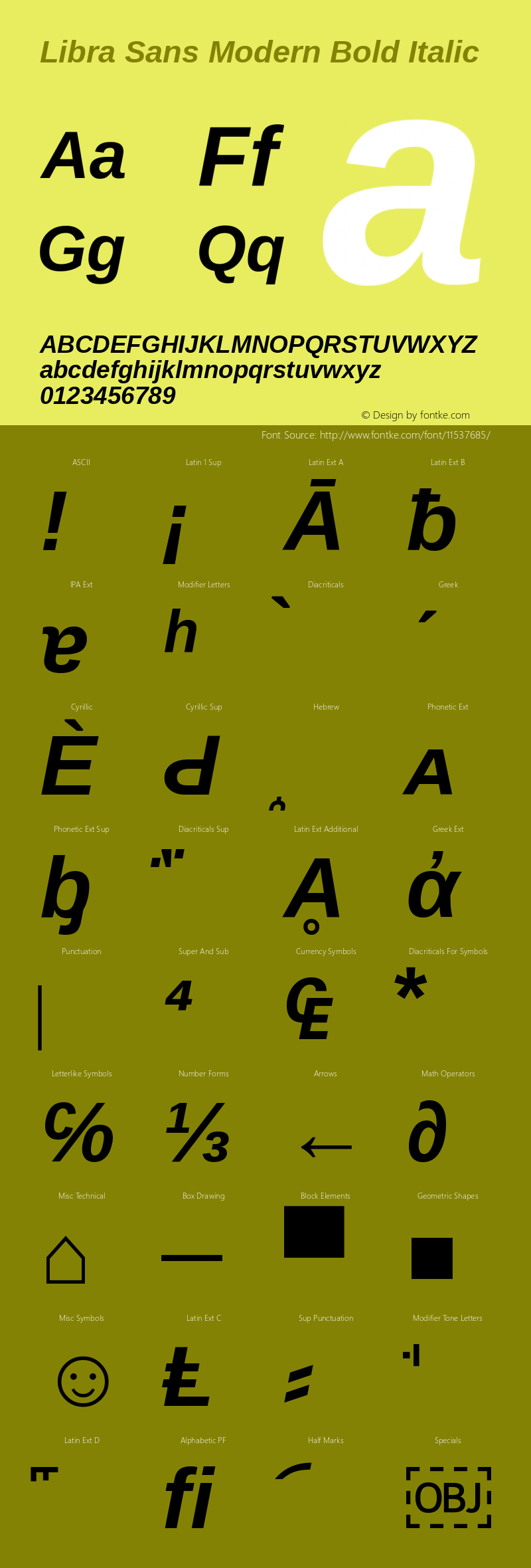 Libra Sans Modern Bold Italic Version 1.000 Font Sample