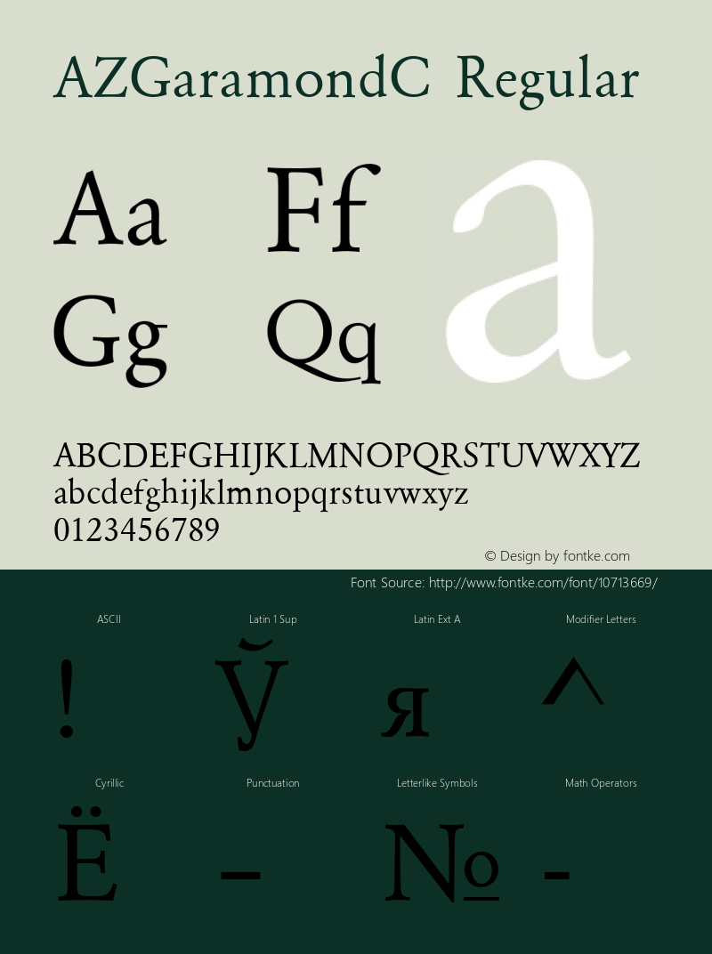 AZGaramondC Regular 001.010 Font Sample