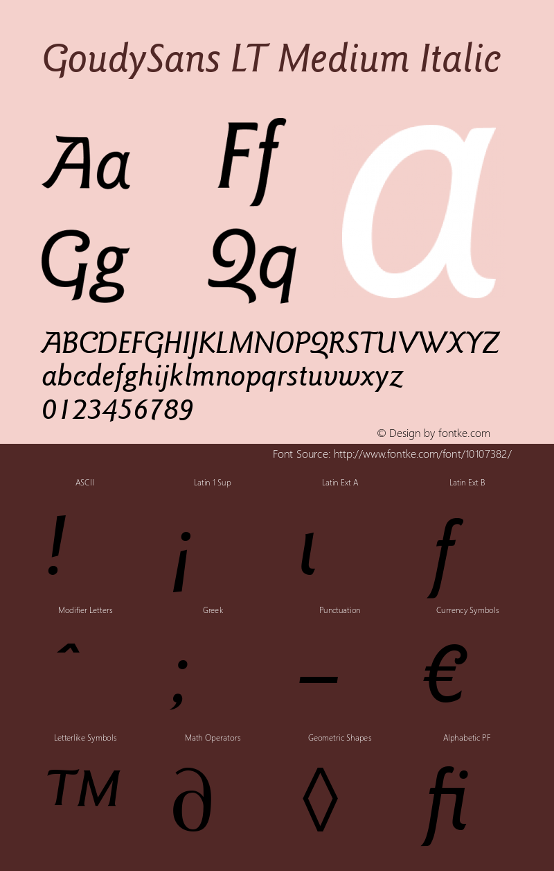 GoudySans LT Medium Italic Version 6.1; 2002 Font Sample