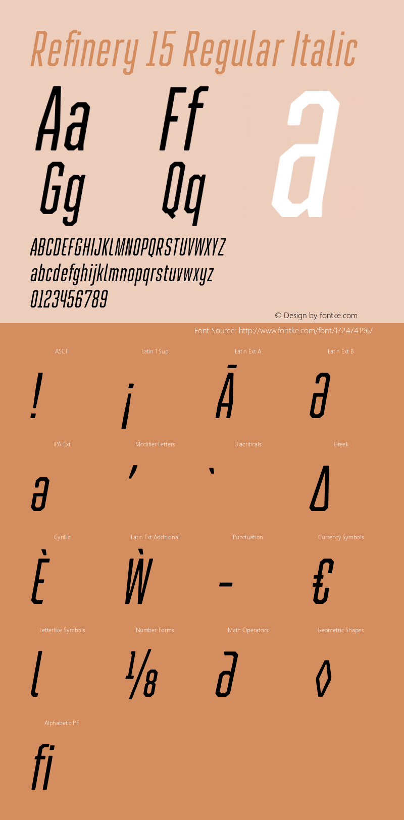 Refinery 15 Regular Italic Version 1.000;hotconv 1.0.109;makeotfexe 2.5.65596图片样张