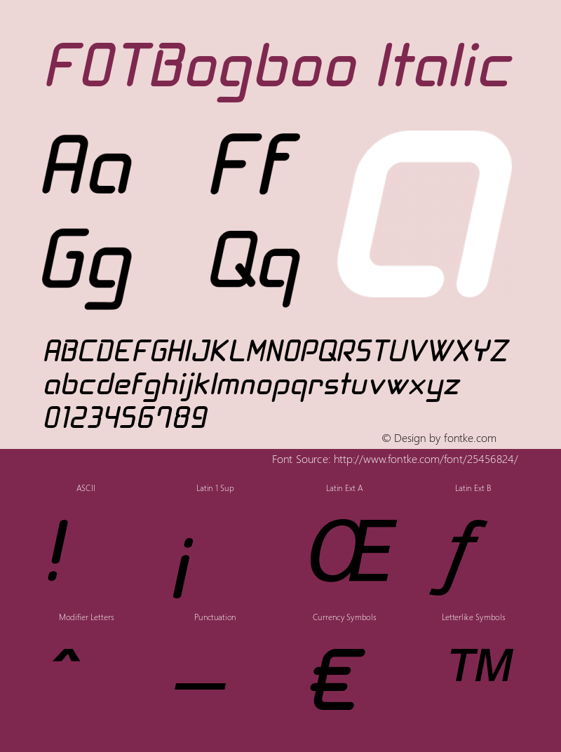 FOTBogboo-Italic Version 1.000 Font Sample